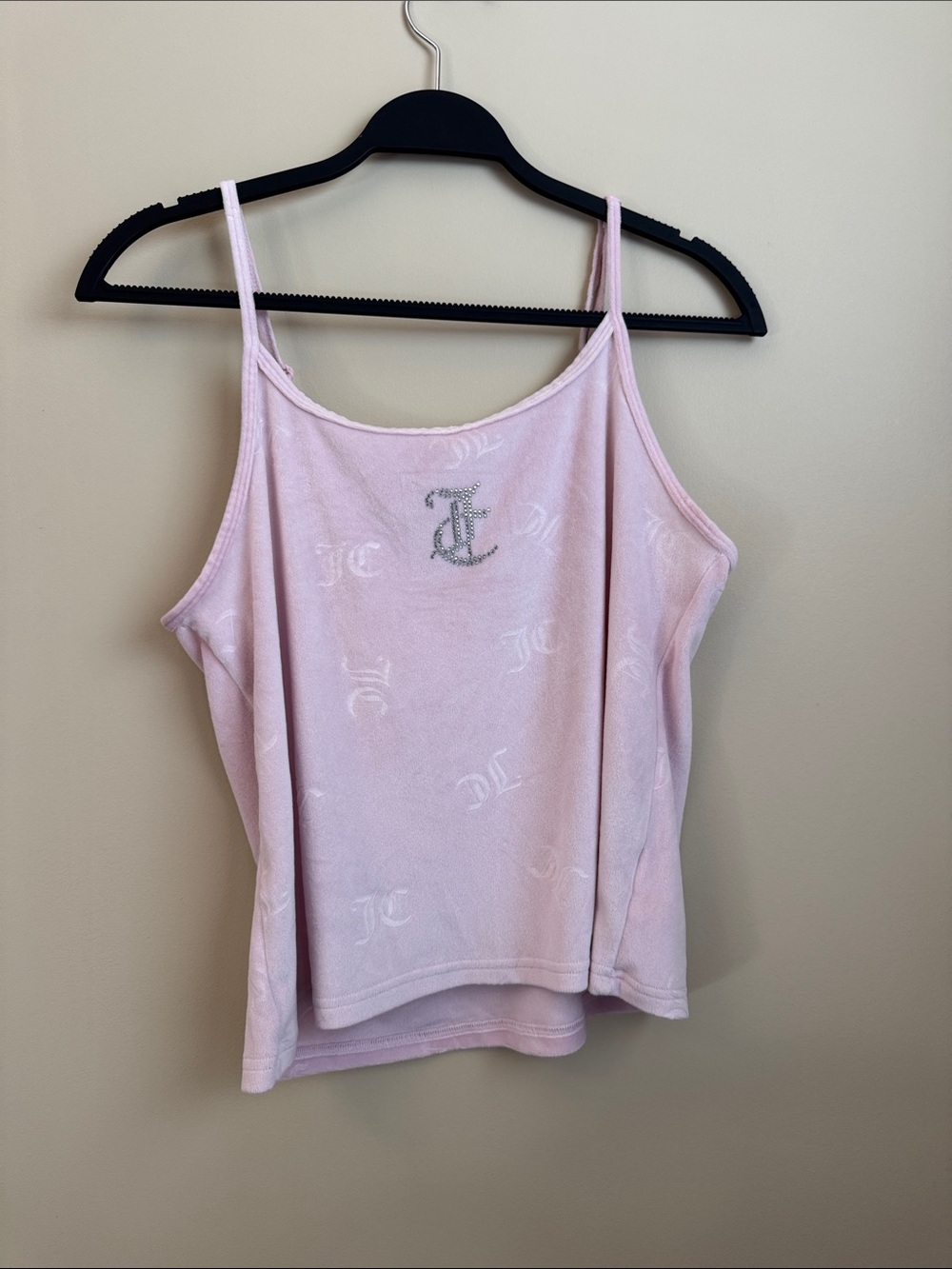 Juicy Couture Baby Pink Plush Embellished Camisole Size M